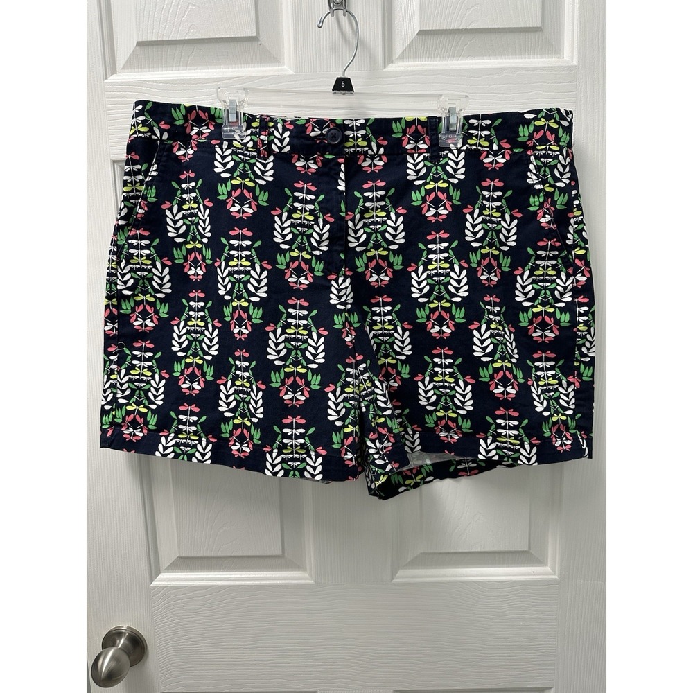 Crown & Ivy Shorts Navy with colorful leaves and dragonflies Size 20W